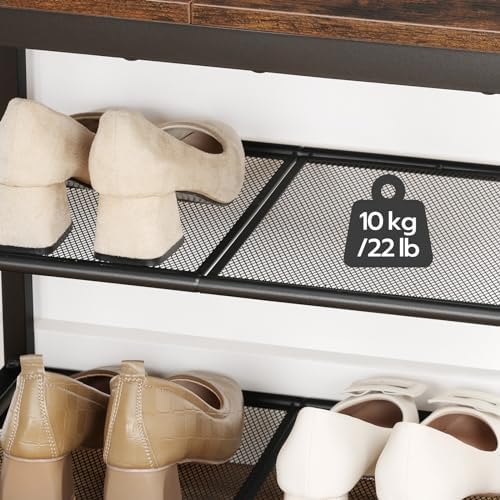 HOOBRO Shoe Bench, 3-Tier Shoe Rack,Industrial Shoe Organizer Storage Bench