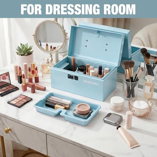 WORKPRO 10.8" Mini Metal Tool Box with Removable Tray