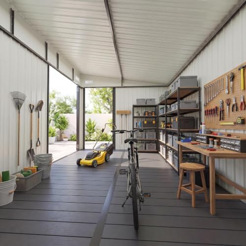 8'x12' Lean to Shed Metal Storage Shed with Floor,Triple Door