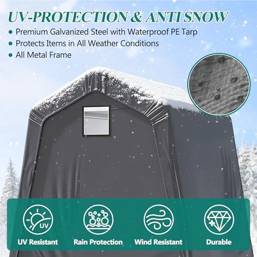 GARTOO 6' x 7' Outdoor Storage Shelter Shed, Gray