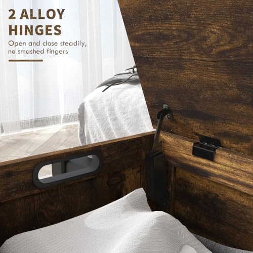 HOMCOM Storage Bench Cut-Out Handles 39.4" x 15.7" x 18.9" Rustic Brown