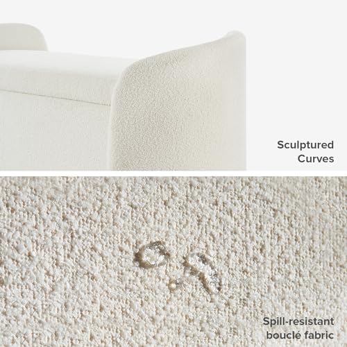 mopio Sophie 51" Ottoman Storage Bench, Entryway and Window Seating, End of Bed Curved Stool for King & Queen Bed, Storage Chest for Bedroom (Pearl White Boucle)
