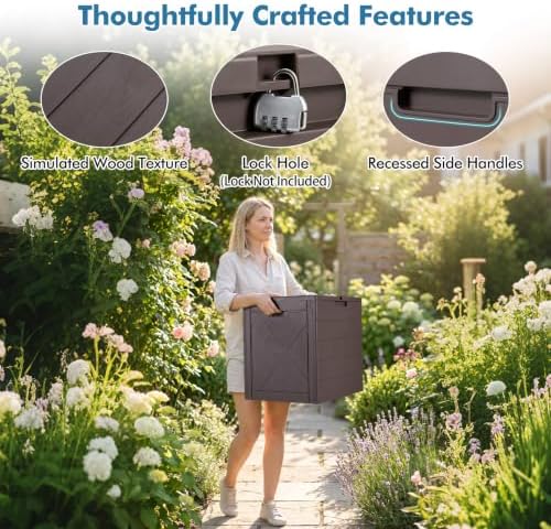 Tangkula 25 Gallon Outdoor Storage Box with Lockable Lid