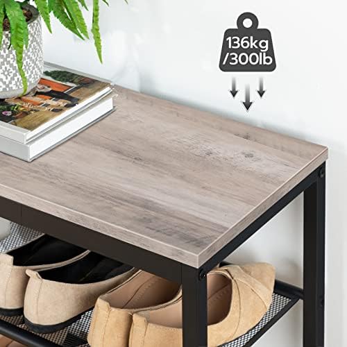 HOOBRO Shoe Bench, 3-Tier Shoe Rack,Industrial Shoe Organizer Storage Bench