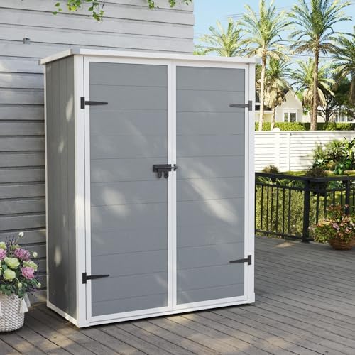 UDPATIO Vertical Storage Shed,51 Cu.ft Resin Outdoor Cabinet,Grey