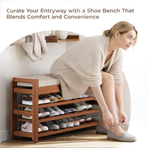 39.4" Shoe Rack Bench with Coat Rack 3-Tier, Entryway Storage Bench