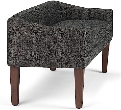 SIMPLIHOME Parris 50" Wide Solid Wood Legs Storage Bench in Ebony