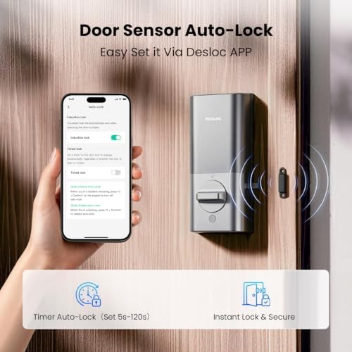 DESLOC Fingerprint Smart Lock with Handle, 16 Month Last, Built-in WiFi