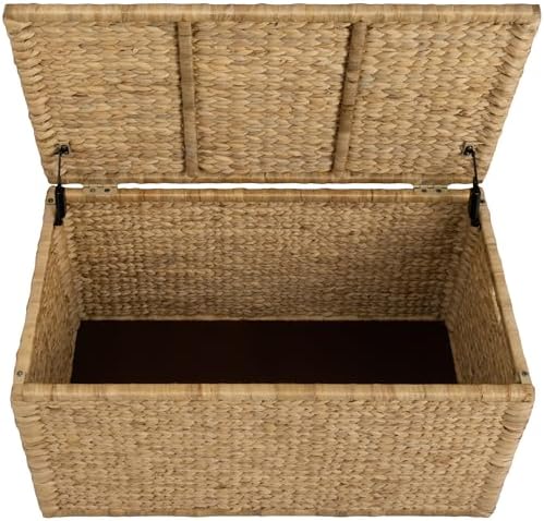 eHemco Water Hyacinth Blanket Storage Trunk, Natural, 36 x 20 x 18.5