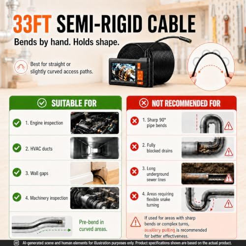dual lens borescope camera 33ft with 4.3'' hd, package contents