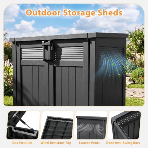 Outdoor Storage Box & Cabinet 51 Cu Ft, Garden Patio Storage Box