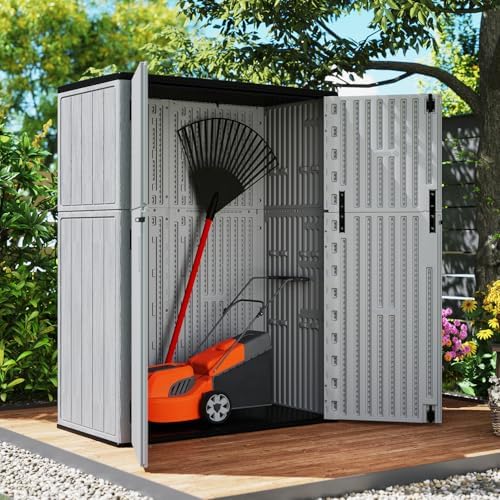 ZZM 57 Cu.ft Outdoor Storage Cabinet with One Tool Kit, Horizontal Storage Shed for Garage, Bike, Garbage Cans, Garden Accessories