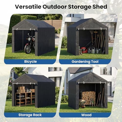 Goplus 7.2 x 5.2 FT Portable Storage Shed, Outdoor Carport Garage Tent