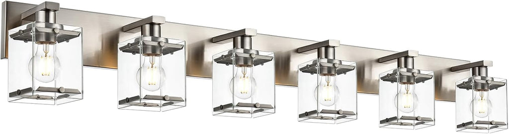 WINSHEN 6-Lights Brushed Nickel Bathroom Light Fixture Over Mirror, Modern Wall
