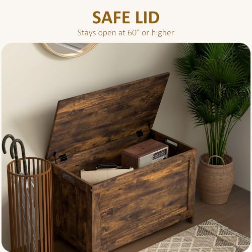HOMCOM Storage Bench Cut-Out Handles 29.9" x 15.7" x 18.9" Rustic Brown