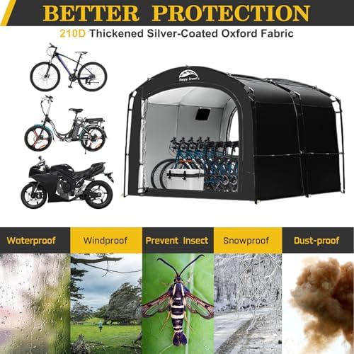 Happy Travel Bike Storage Shed Tent, Outdoor Portable Bicycle Storage Sheds