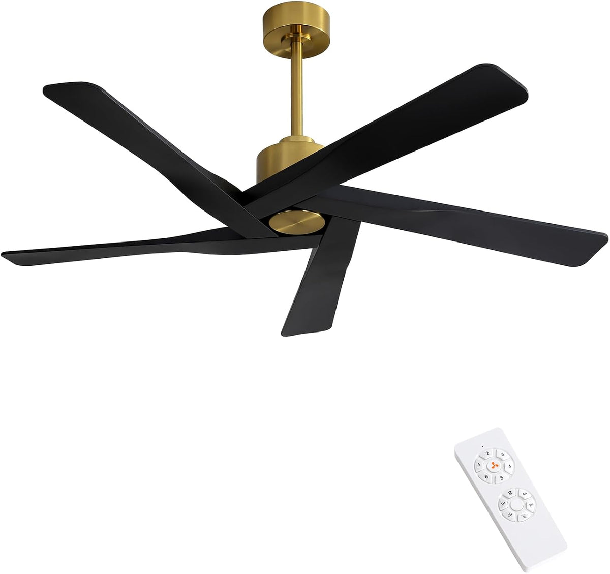 WINGBO 54" ABS DC Ceiling Fan No Light, 5 Blade ABS Plastic Ceiling Fan
