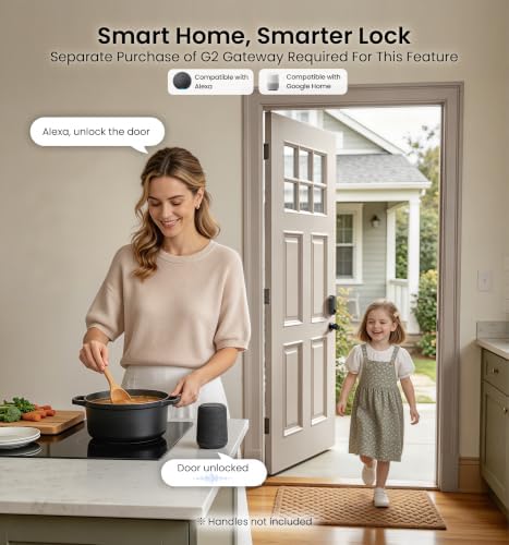 Veise RZ07 Fingerprint Smart Door Lock Deadbolt, App Control, Matte Black