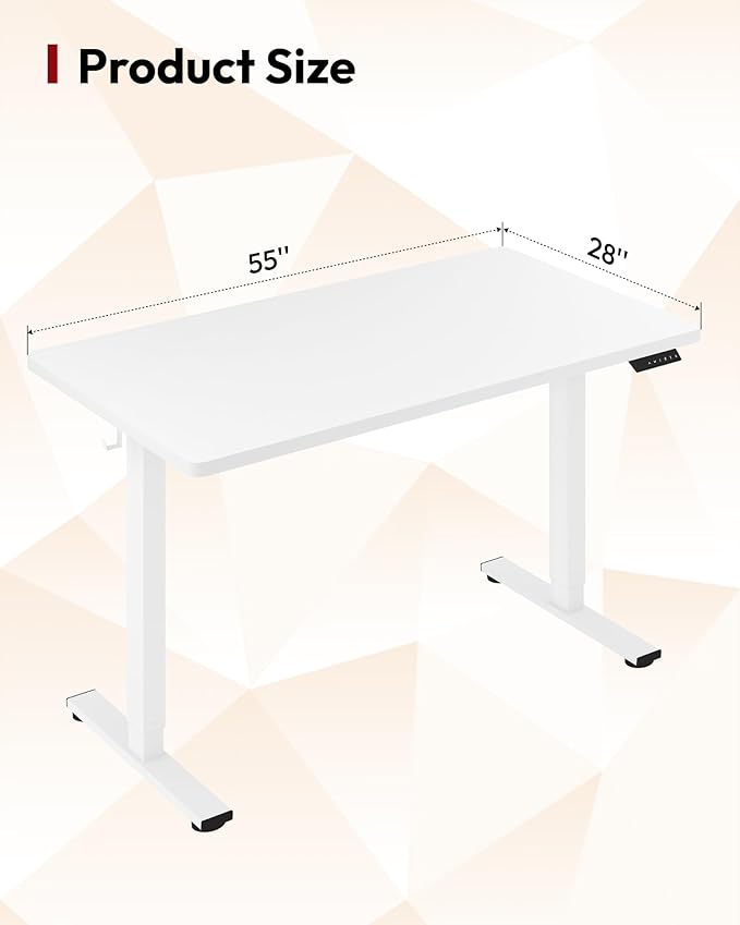 SANODESK Electric Standing Desk 55 x 28 Inches Whole-Piece Desktop Height