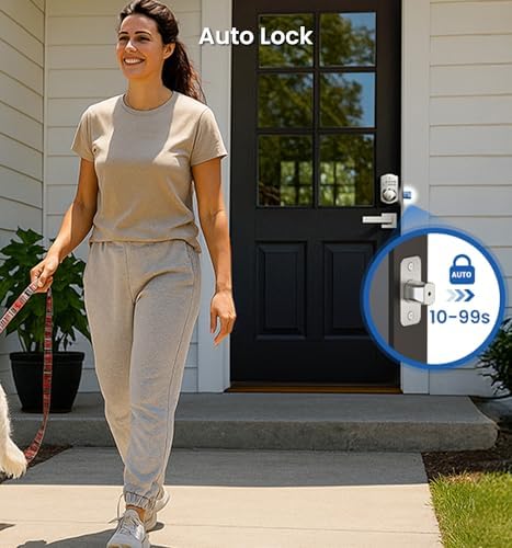 Veise KS02A Fingerprint Door Lock, Keypad Deadbolt, Satin Nickel