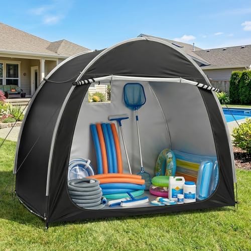 VINGLI Bike Storage Shed Tent for 4-5 Bikes, Outdoor Portable Bicycle Storage Shed with Carry Bag, Waterproof Bike Tent for Motorcycle, Garden Tools, Lawn Mower, Black