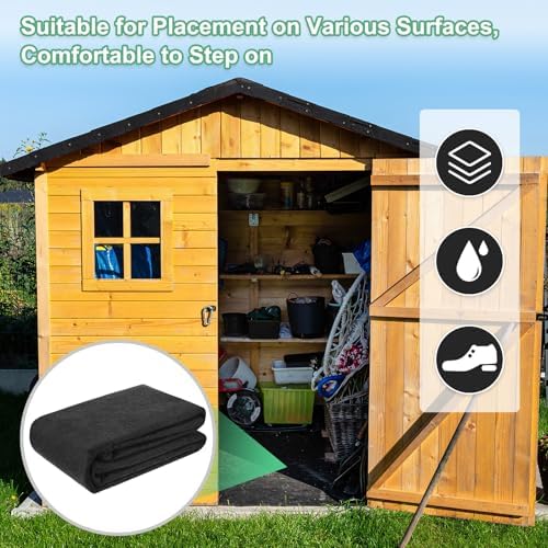 M METERXITY Outdoor Storage Shed Mat, 8.2x8.2 FT Waterproof Small Shed Flooring Mat for Patio Furniture Floor Protecting from Wear/Liquid/Dust/Oil, Non-Slip Carport Pad [Grey]
