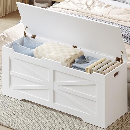 Hzuaneri 47.2" Wooden Storage Chest Extra Large | 59 Gal | White