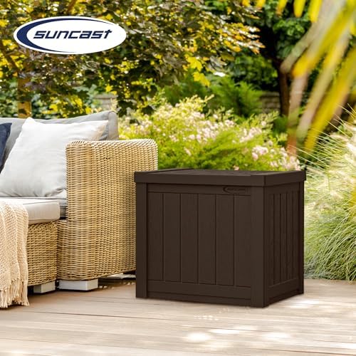 Suncast 17 x 22 Inch Resin 22-Gallon Patio Storage Deck Box, Java Brown (2 Pack)