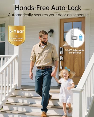 Built-in WiFi Smart Lock with Handle Set, Keyless Entry Front Door Lock Set