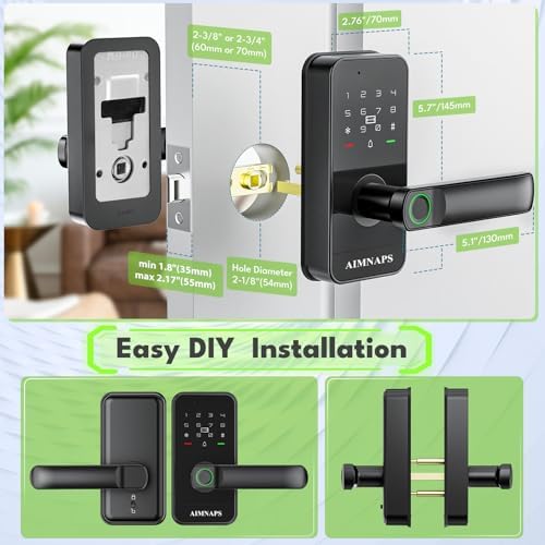 WiFi Keyless Entry Door Lock with Handle,Door Locks for Front Door,Deadbolt