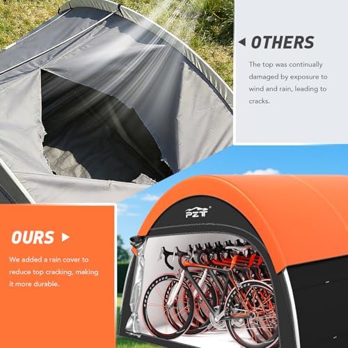 Upgraded Bike Tent with Rain Cover, Outdoor Storage Shed for 6-10 Bikes