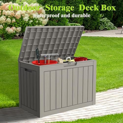 Outdoor Deck Storage Box, 50 Gallon Deck Box,Lockable Patio Storage Bench