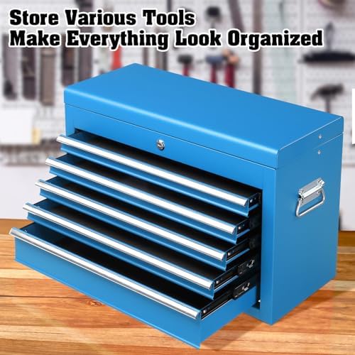 Winado 24" Portable Tool Box, 5 Drawer Tool Chest, Blue