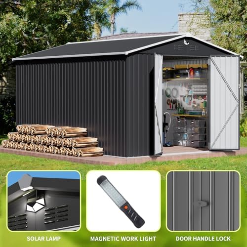 10x14 FT Metal Outdoor Storage Shed, Metal Tool Sheds