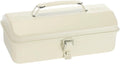 HARFINGTON Tool Box 11.4" Portable Steel Tool Box Hip Roof Style with Metal Latch Closure Tool Chest for Household Workshop Car, White