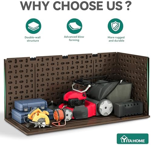 YITAHOME 320 Gallon Double-Wall Deck Box with Divider & Side Handles