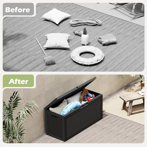 KAMABOKO Outdoor Storage Box, 65 Gallon Deck Box Outdoor Waterproof