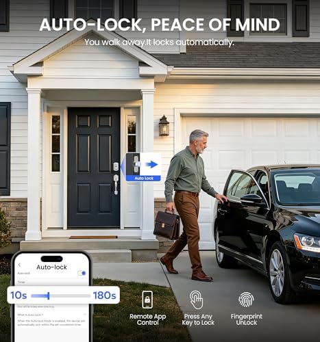 Veise VE012W-H Wi-Fi Smart Front Door Lock Set with Handle, Satin Nickel