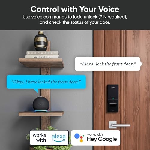 Wyze Palm Lock, Smart Door Lock with Palm Vein Recognition, Keyless Entry Smart Locks for Front Door, Keypad, Auto Lock, Dual Battery, Wi-Fi, Works with Alexa & Google, BHMA, IP53, Mechanical Key