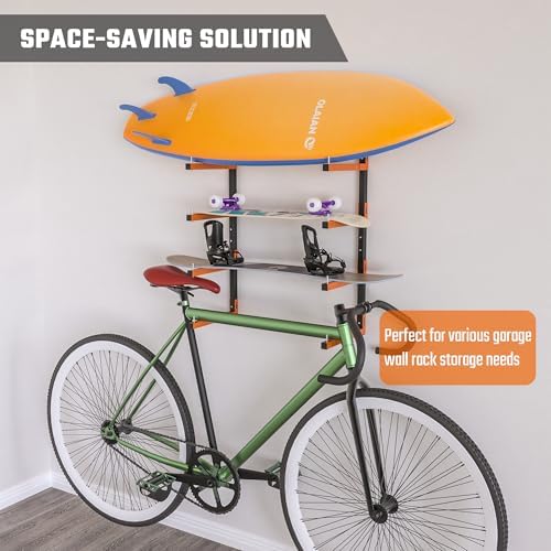 Lumber Storage Rack Wall Mount, Metal 4-Level Wood Storage Rack