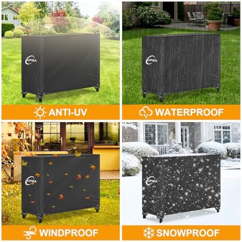 Kipiea 4FT Waterproof Firewood Storage Log Rack Cover, Heavy Duty 600D Outdoor Wood Storage Rack Cover with Buckles and Full-Length Hook & Loop Fastener, Tear-Resistant