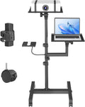 GSOW 2 Shelves Mobile Projector Stand, Rolling Laptop Stand Adjustable Height