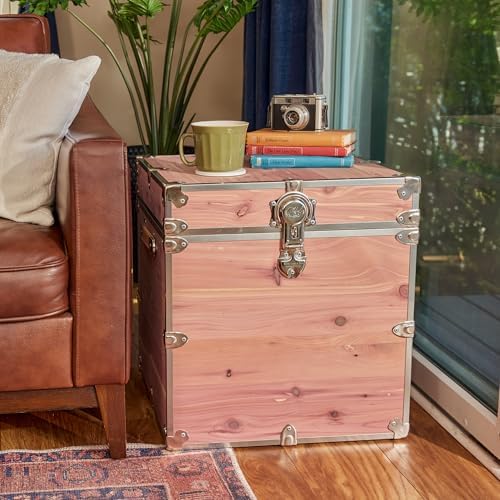 Rhino Knotty Cedar Cube Chest, End Table Storage Trunk, Bench