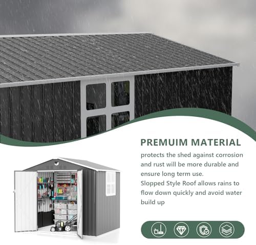 Metal Storage Shed with Windown,Outdoor Storage Building 8x6