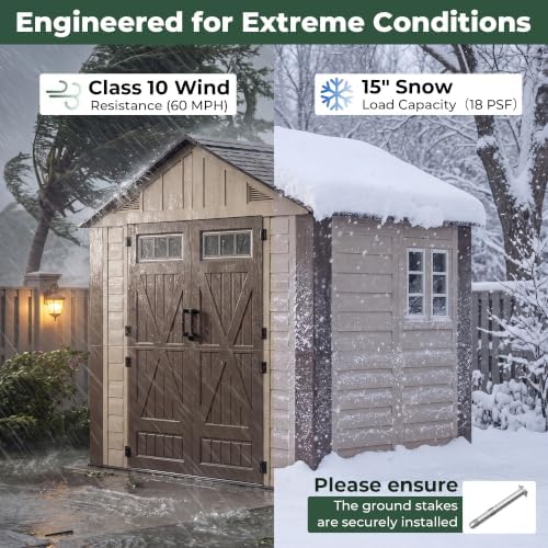 Resin Shed 8x6 FT Outdoor Storage Shed with Floor Included