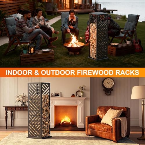 4ft Firewood Rack Indoor, Wood Rack, Metal, 1000 lbs (Diagonal)