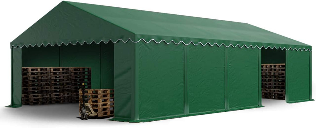 TOOLPORT 16x33 ft Portable Storage Tent, PVC 700 N, Dark Green