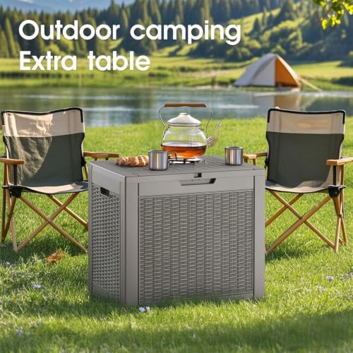 KAMABOKO Outdoor Storage Box, 34 Gallon Deck Box Outdoor Waterproof Small
