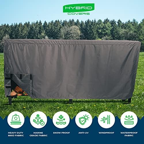 Firewood Rack Cover V2.0 | 8ft Heavy Duty Firewood Log Rack Cover, 600D Marine Grade Waterproof Fabric, UV & Fade Resistant Outdoor Wood Pile Cover for All-Season Storage