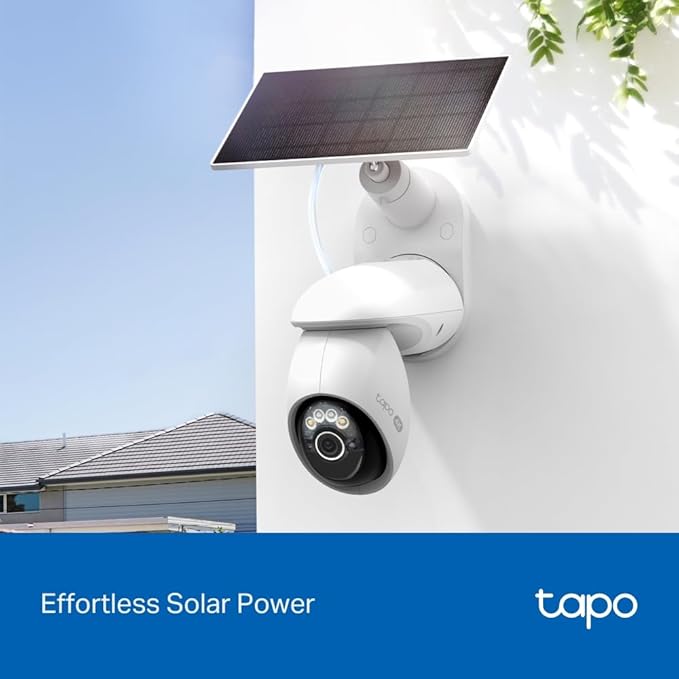 Tapo 4K Outdoor Camera Wireless, Battery Camera w/Solar Panel, 360° View